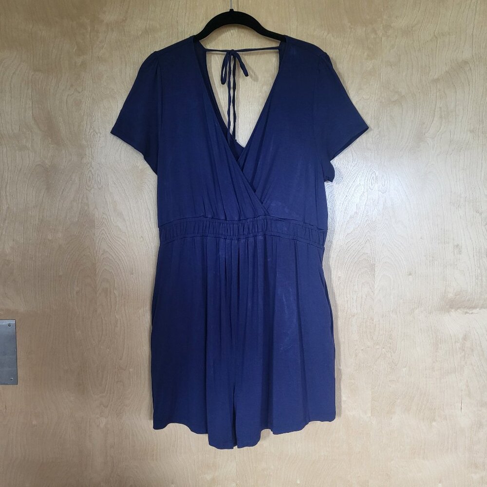 Isabel Short Sleeve Maternity Romper Navy Blue Size M